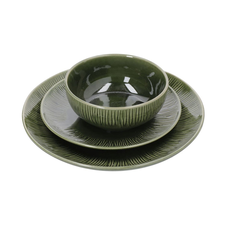 Mikasa Jardin 12-Piece Stoneware Dinner Set Green Green