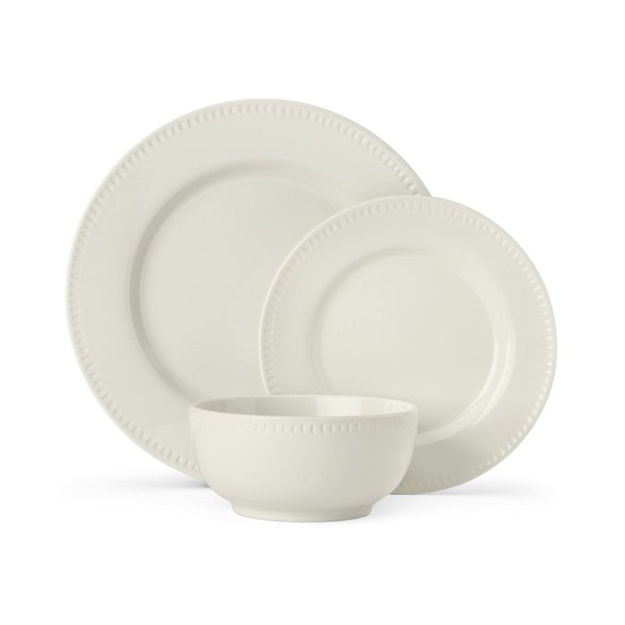 Mikasa Cranborne 12-Piece Stoneware Dinner Set Cream Cream