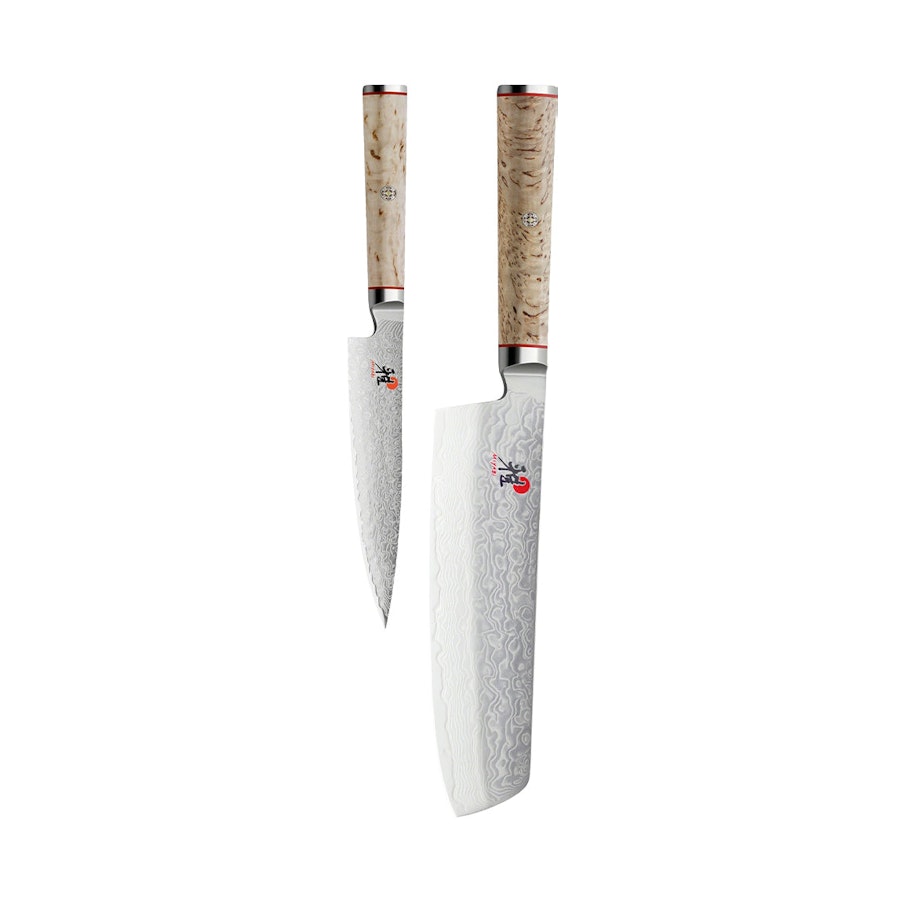 Miyabi Birchwood Shotoh & Nakiri Knife Set Natural Natural