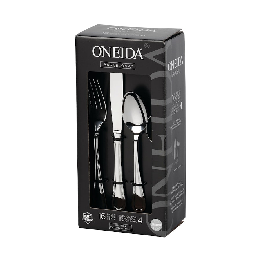 Oneida Barcelona 16 Piece Cutlery Set Stainless Steel Stainless Steel