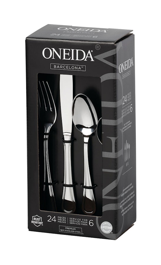 Oneida Barcelona 24 Piece Cutlery Set Stainless Steel Stainless Steel