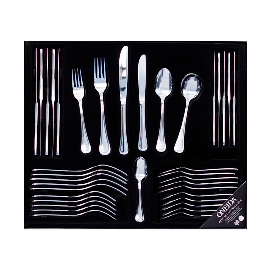 Oneida Barcelona 42 Piece Cutlery Set Stainless Steel Stainless Steel