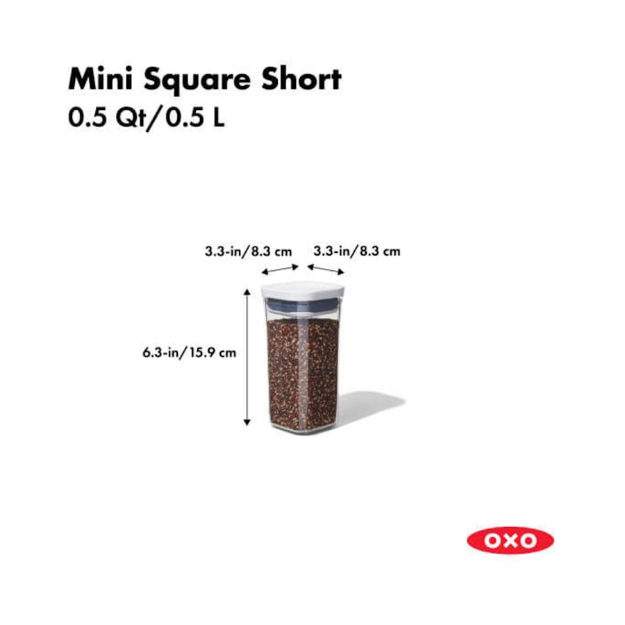 OXO Good Grips POP 0.5L Mini Square Short Container Clear Clear