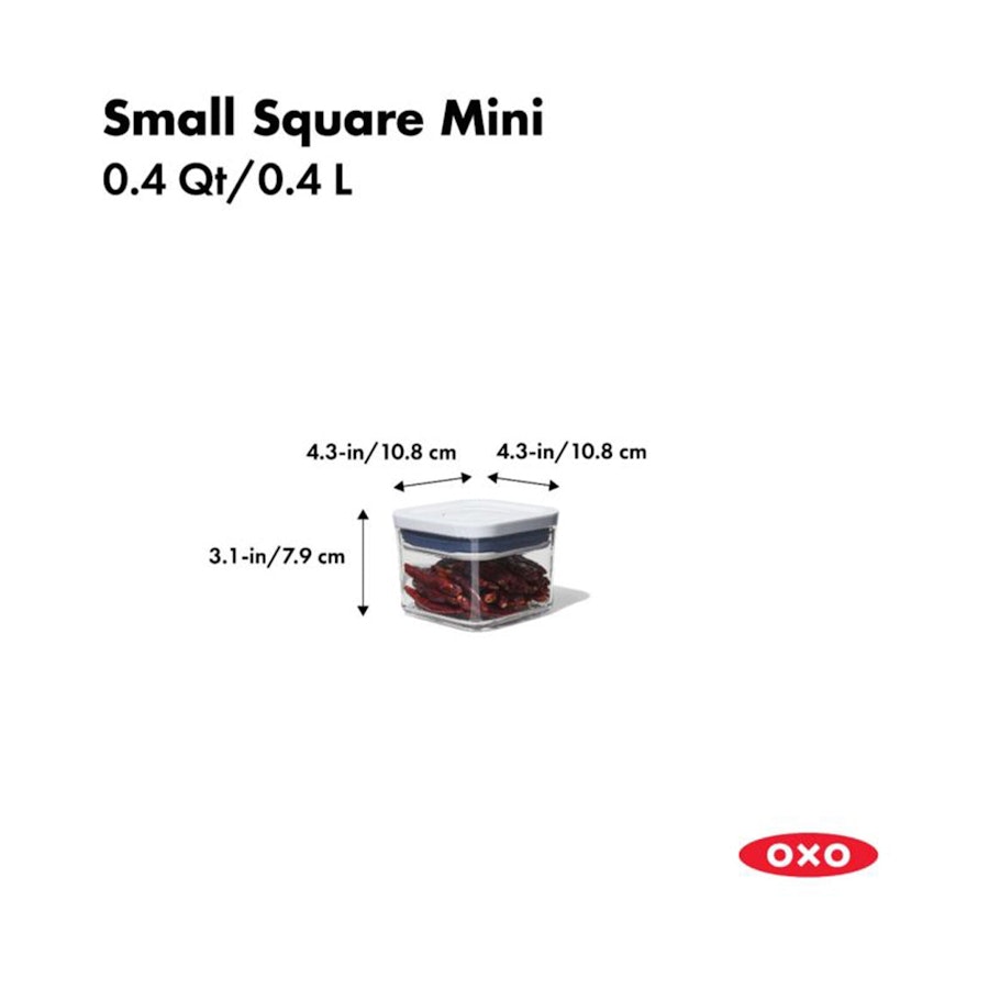 OXO Good Grips POP 0.4L Small Square Mini Container Clear Clear