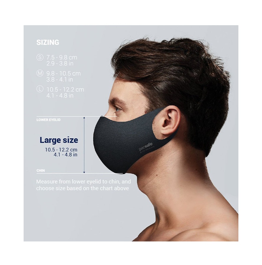 Pacsafe Protective & Reusable ViralOff Face Mask Alo Gray Large