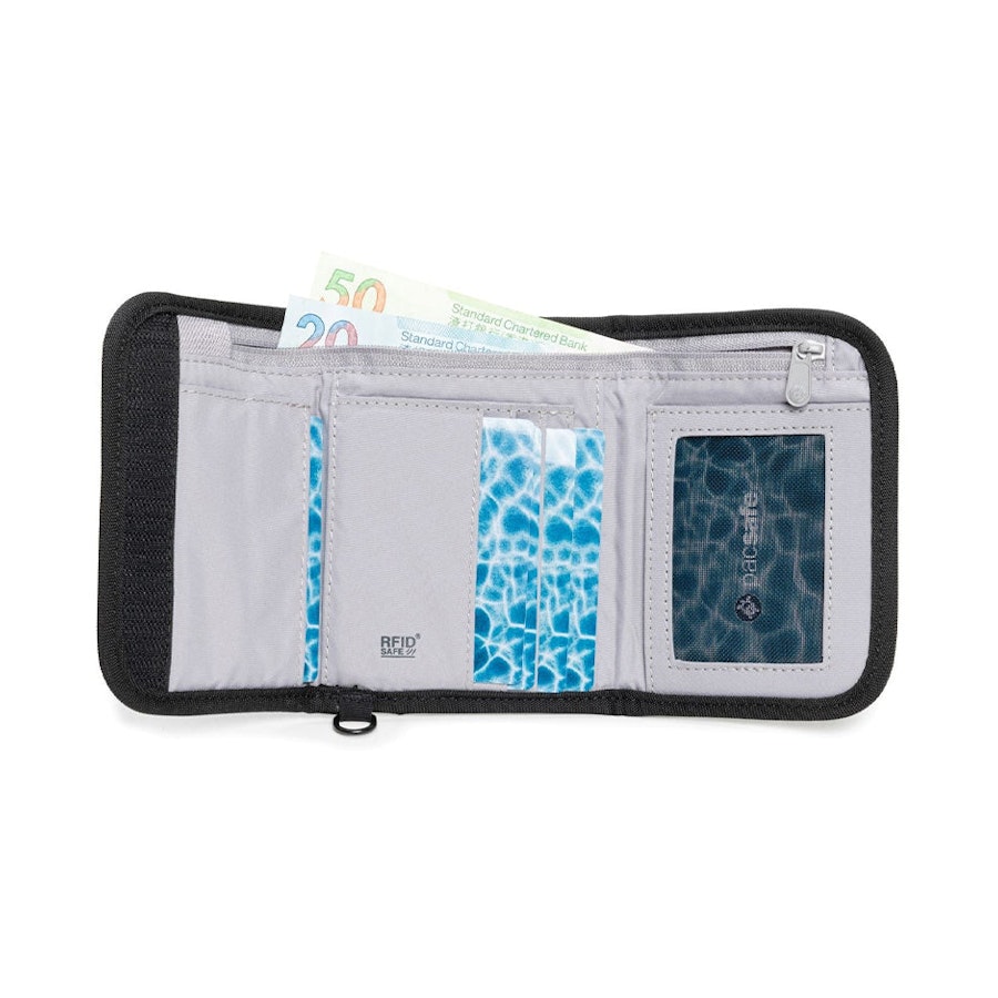 Pacsafe RFIDsafe V125 Anti-Theft RFID Blocking Tri-Fold Wallet Black Black