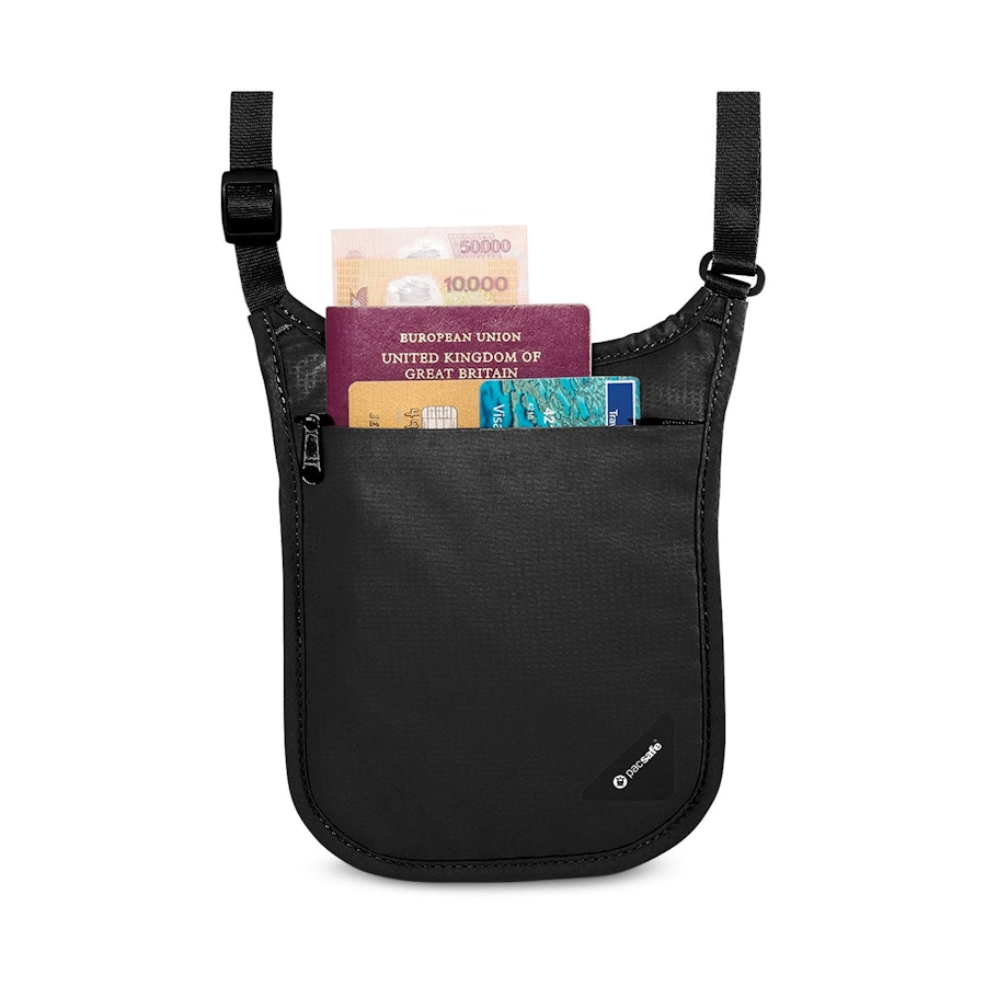 Pacsafe Coversafe V75 RFID Blocking Neck Pouch Black Black