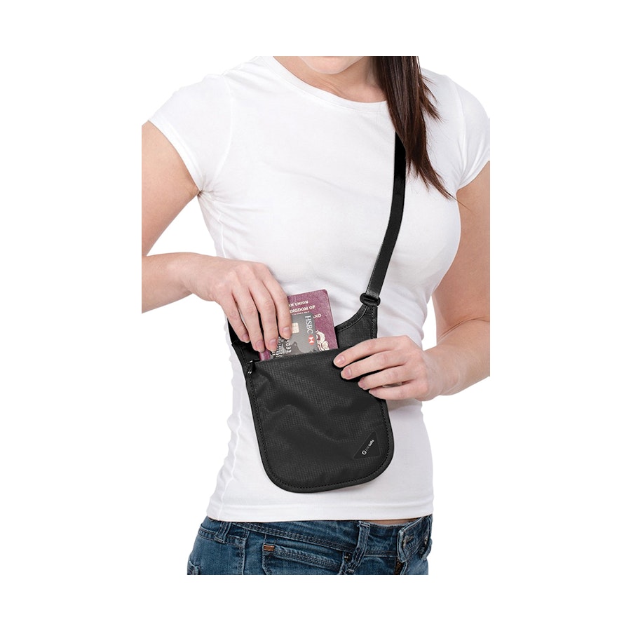 Pacsafe Coversafe V75 RFID Blocking Neck Pouch Black Black