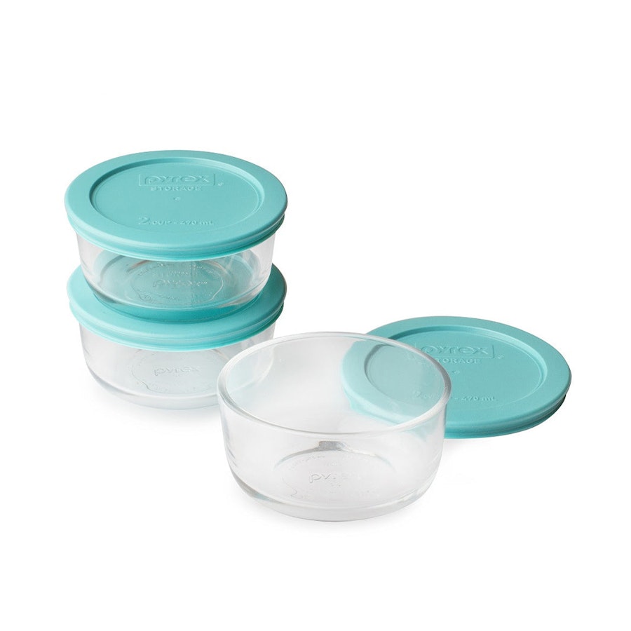 Pyrex Simply Store 2 Cup (470ml) Round 3 Piece Value Set Turquoise Turquoise