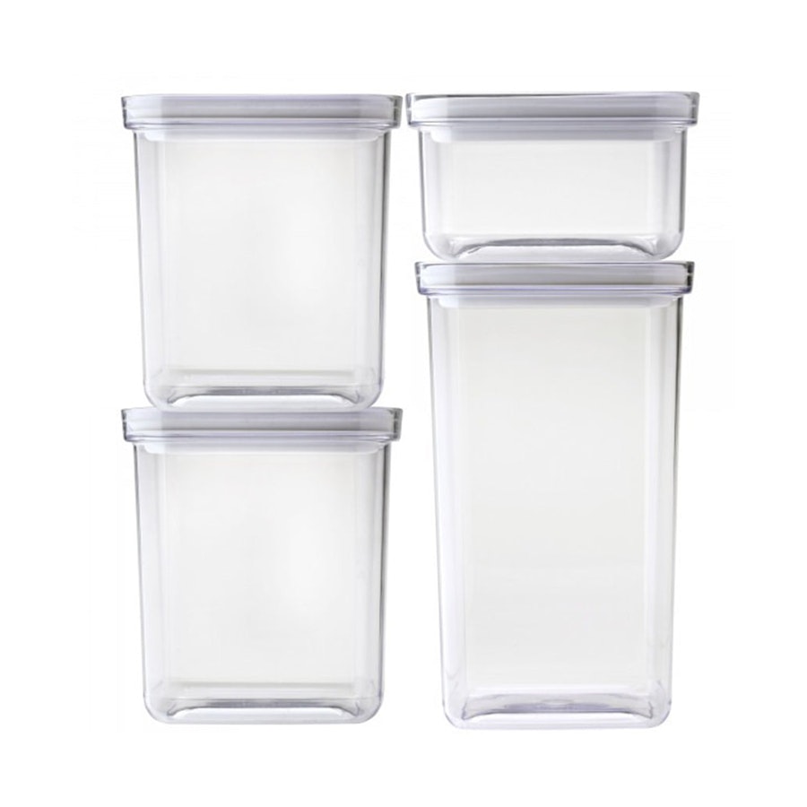 Pyrex Canister Rectangle 4 Piece Set Clear Clear