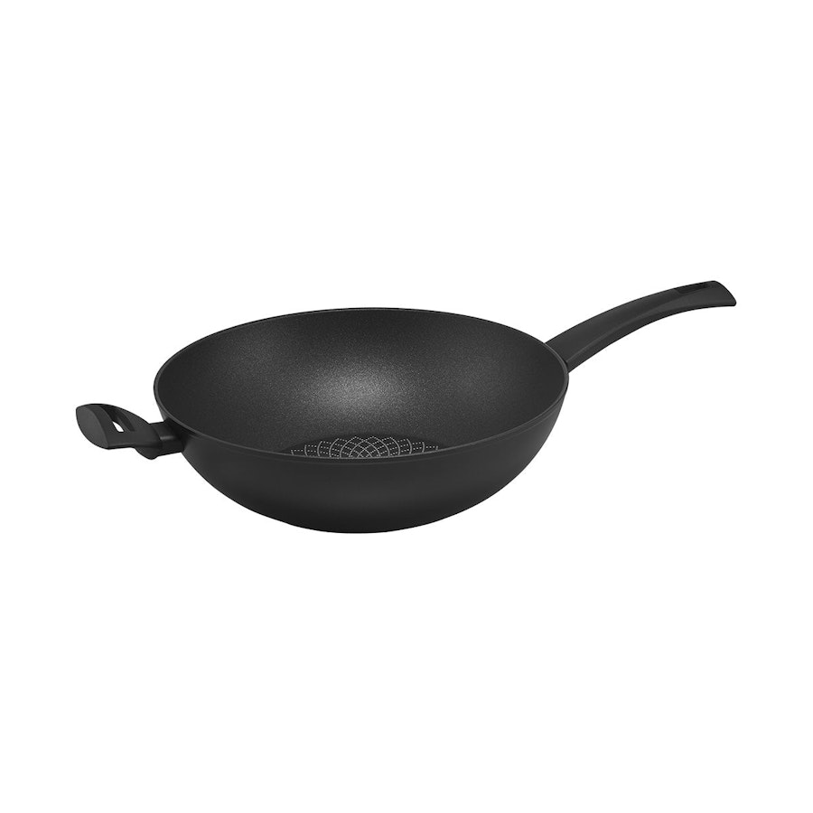 Raco Bravo 32cm Open Non-Stick Stirfry Pan with Helper Handle Black Black
