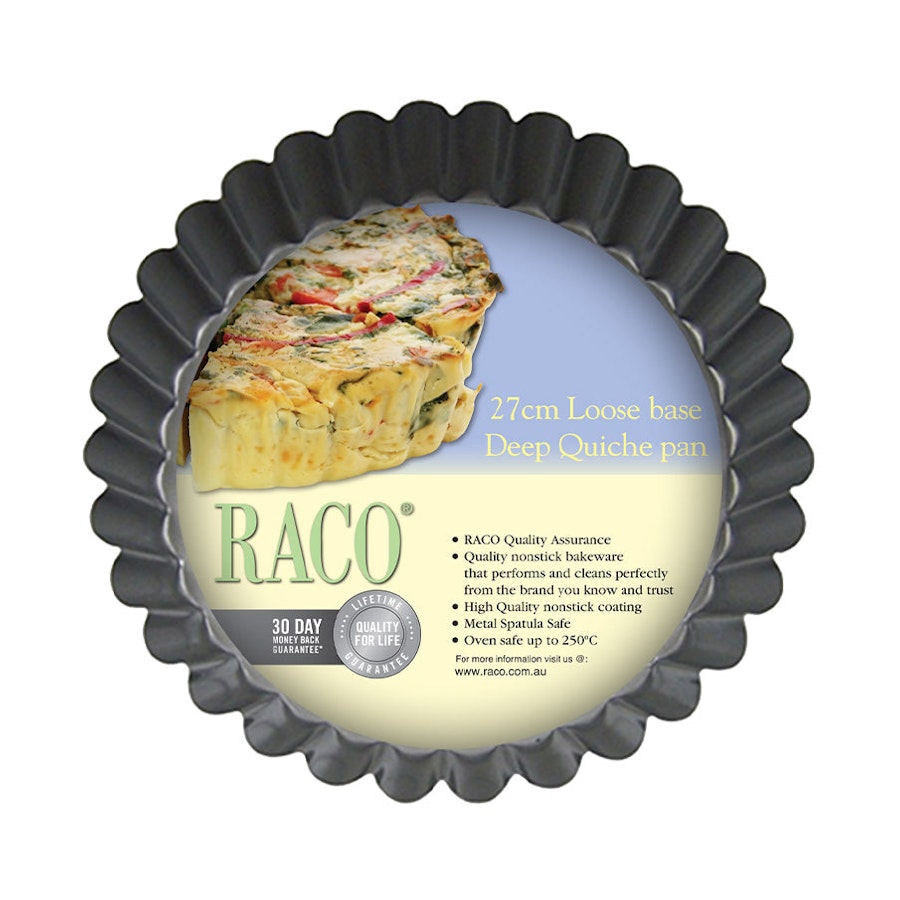 Raco Bakeware Loose Base 27cm Deep Quiche Pan Silver Silver
