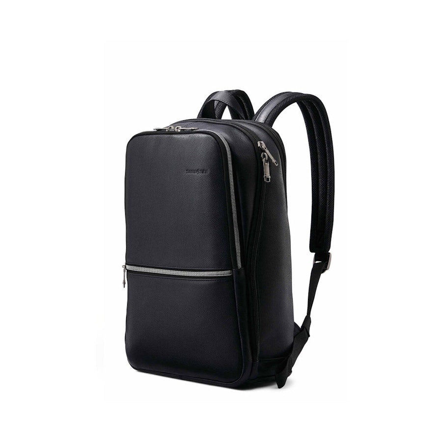 Samsonite Classic Leather Slim Laptop Backpack Black Black