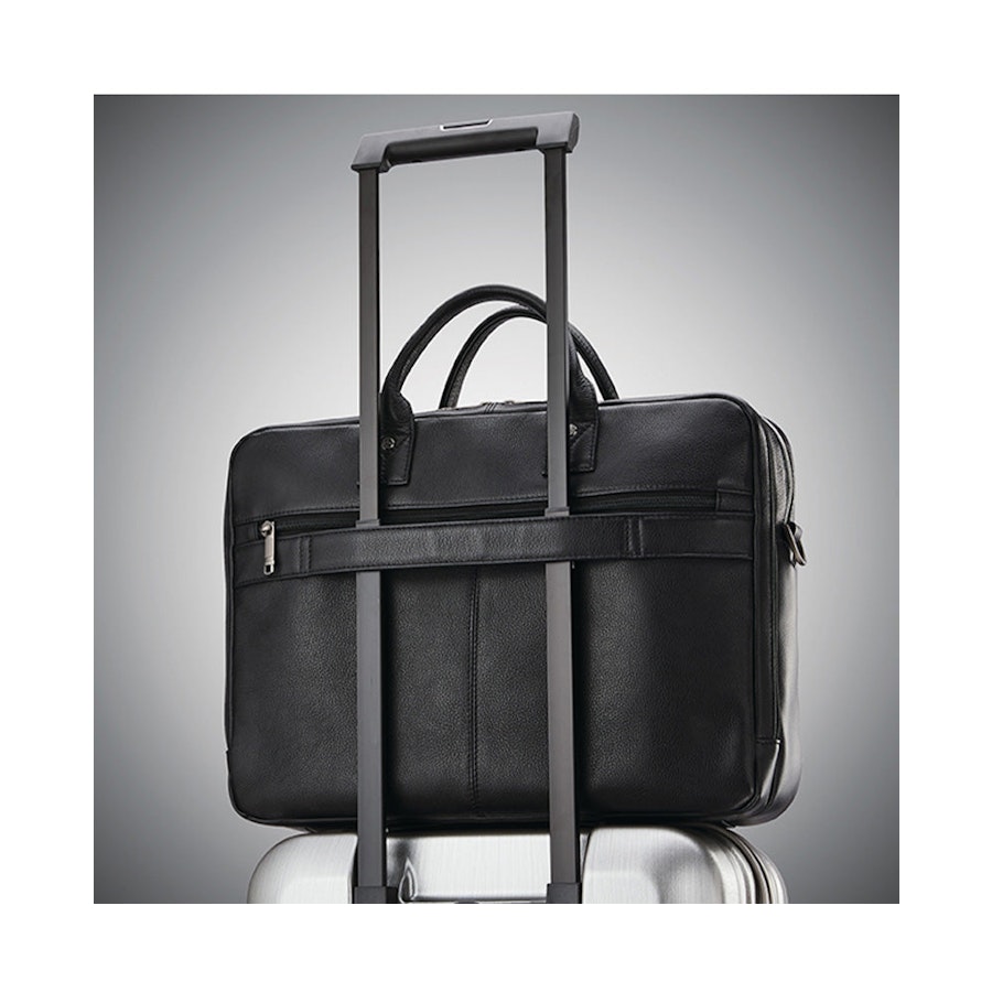 Samsonite Classic Leather Toploader Briefcase Black Black