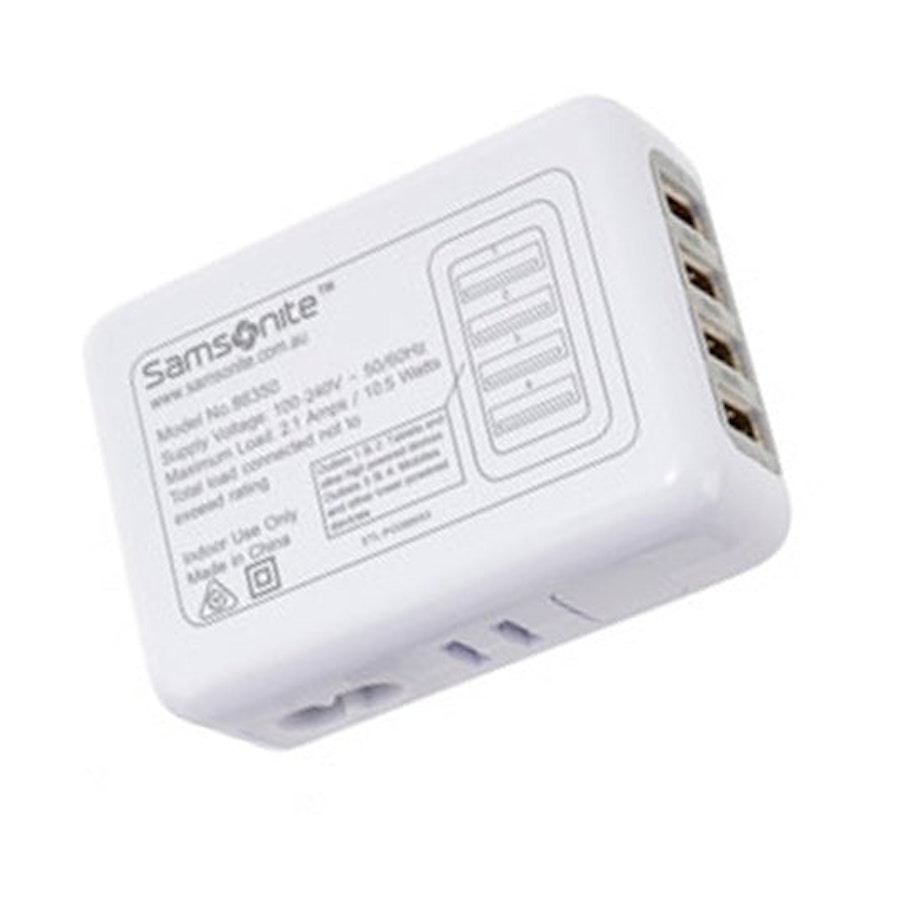 Samsonite Worldwide Interchangeable 4x USB Travel Adapter White White