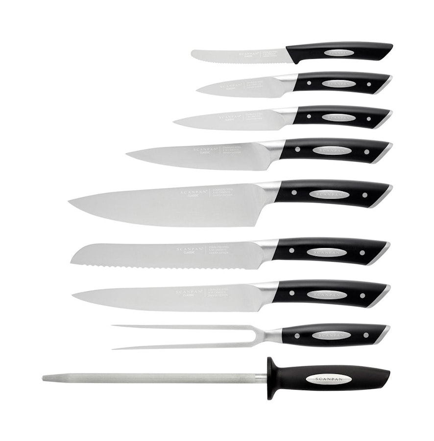 SCANPAN CLASSIC Knife Set Stainless Steel Handle 7pc Knife Block Set