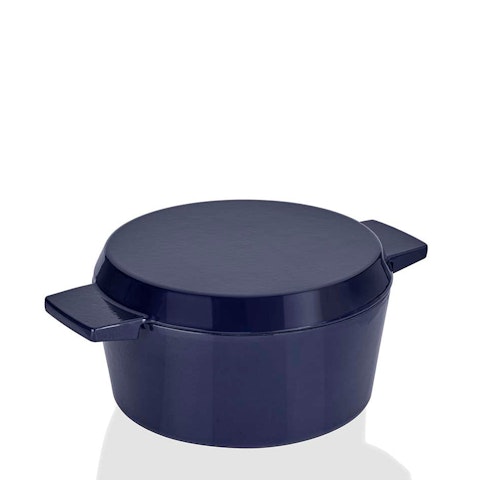Stanley Rogers Cast Iron 24cm (3.5L) French Oven Grill Duo Midnight Blue
