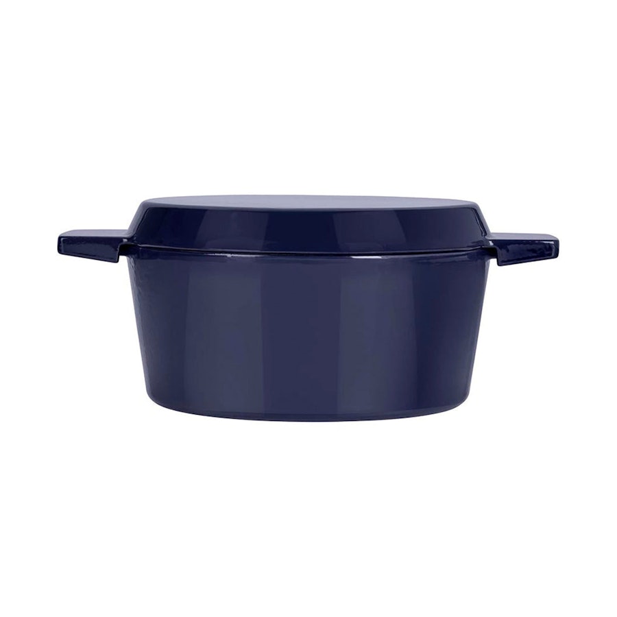 Stanley Rogers Cast Iron 24cm (3.5L) French Oven Grill Duo Midnight Blue Midnight Blue