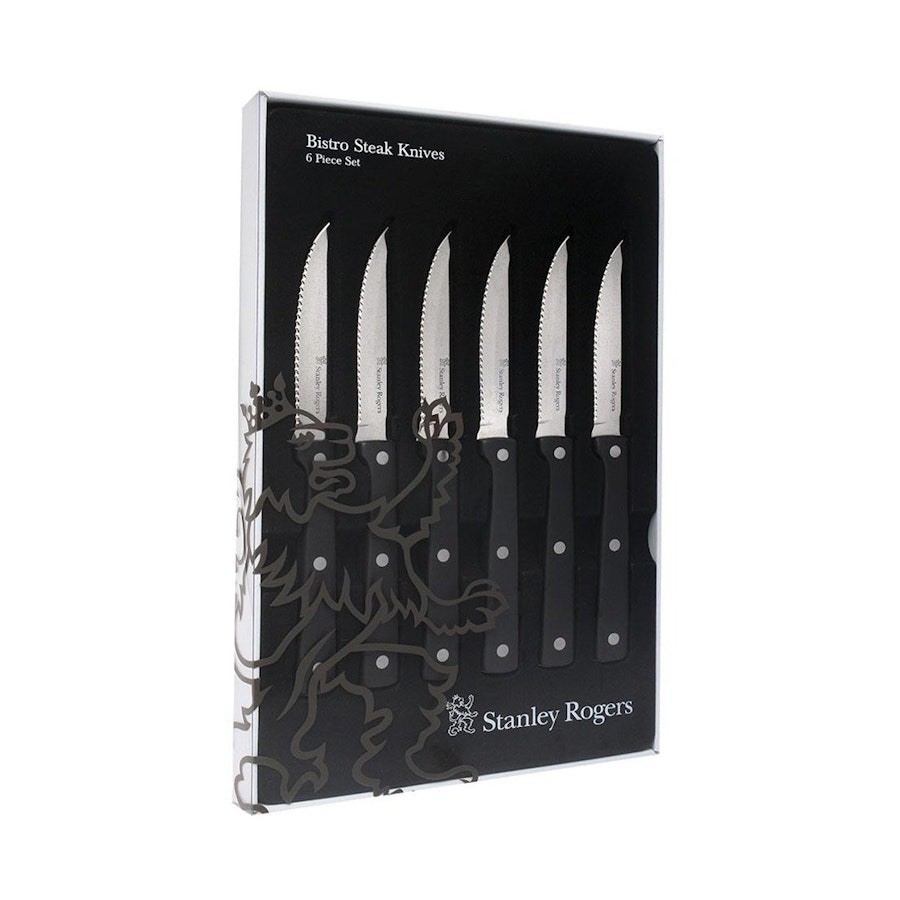 Stanley Rogers Bistro Steak Knives 6 Piece Set Black Black