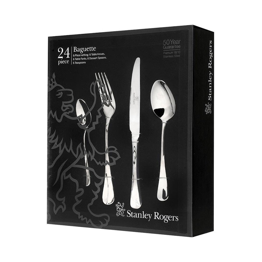 Stanley Rogers Baguette 24 Piece Cutlery Set Stainless Steel Stainless Steel