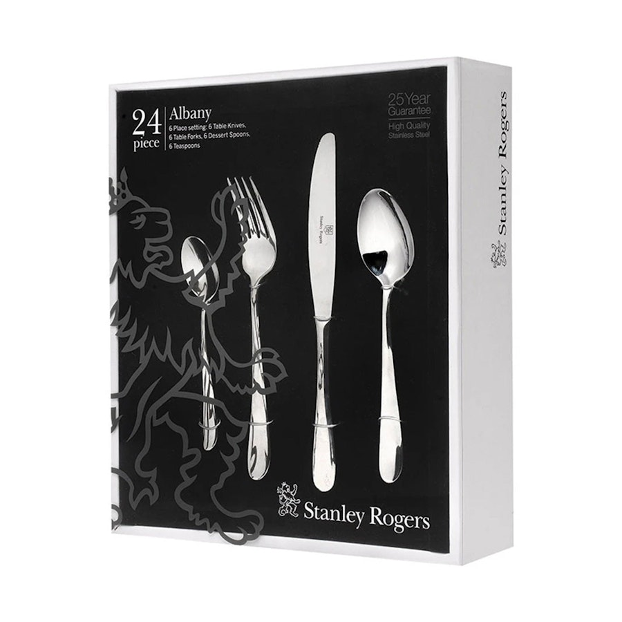 Stanley Rogers Albany 24 Piece Cutlery Set Stainless Steel Stainless Steel