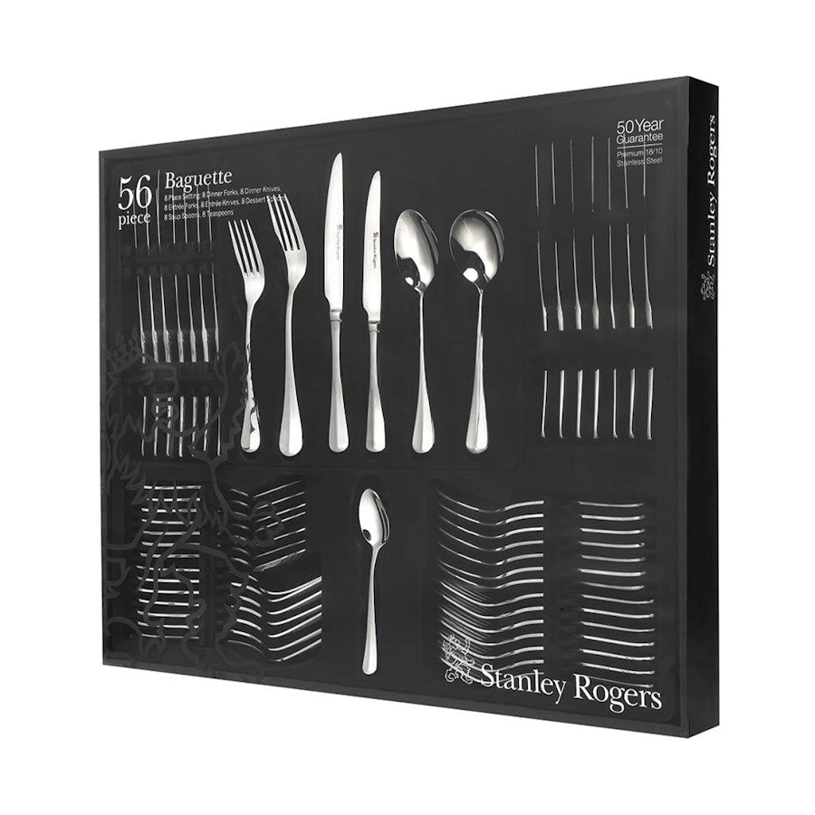 Stanley Rogers Baguette 56 Piece Cutlery Set Stainless Steel Stainless Steel