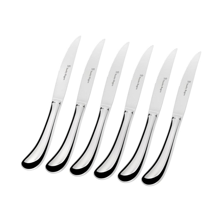 Stanley Rogers Pistol Grip Steak Knives 6 Piece Set Stainless Steel Stainless Steel