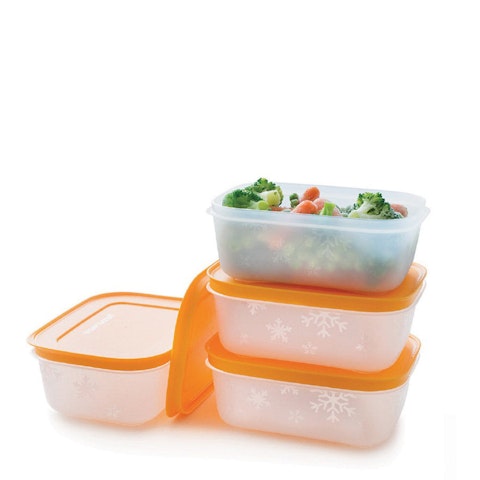 Tupperware Freezer Keeper Small Low Freezer Containers (Set of 4) Orange