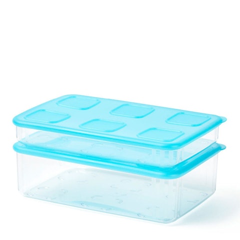 Tupperware Clear Mates Large Rectangle Deli Container Set Blue