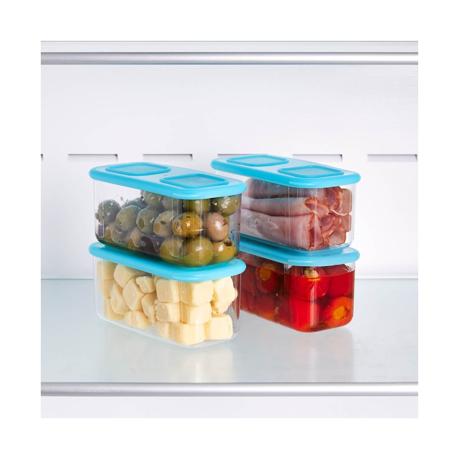 Tupperware Clear Mates Small Deli Containers (Set of 4) Blue Blue