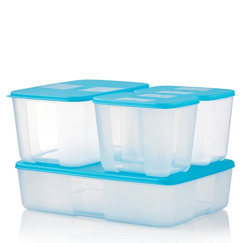Tupperware Clear Mates Medium Square 4 Cup Refrigetator Container Teal Blue  Lid Brand New 