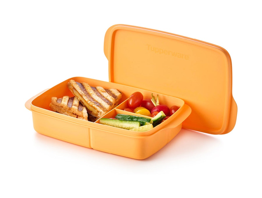 Tupperware Divided Lunchbox 1L Orange Taffy Orange Taffy