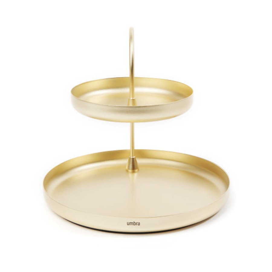Umbra Poise Two-Tiered Accessory Tray Brass Brass
