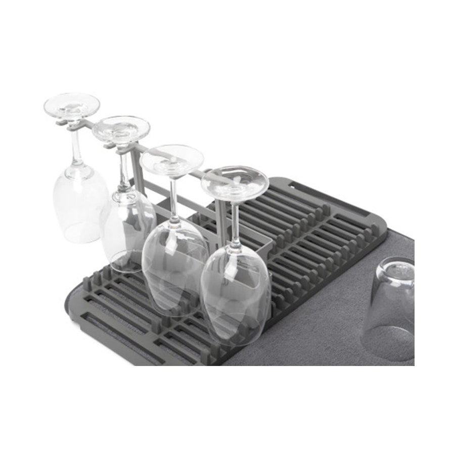Umbra UDry Dish Rack with Dry Mat Charcoal Charcoal