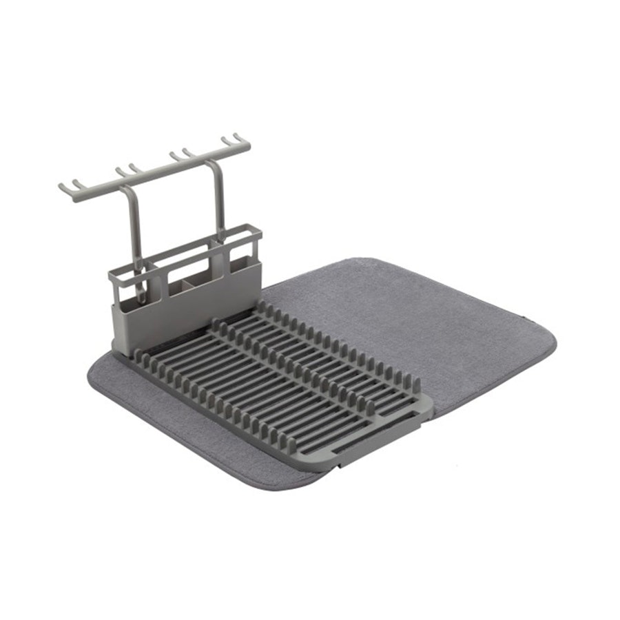 Umbra UDry Dish Rack with Dry Mat Charcoal Charcoal