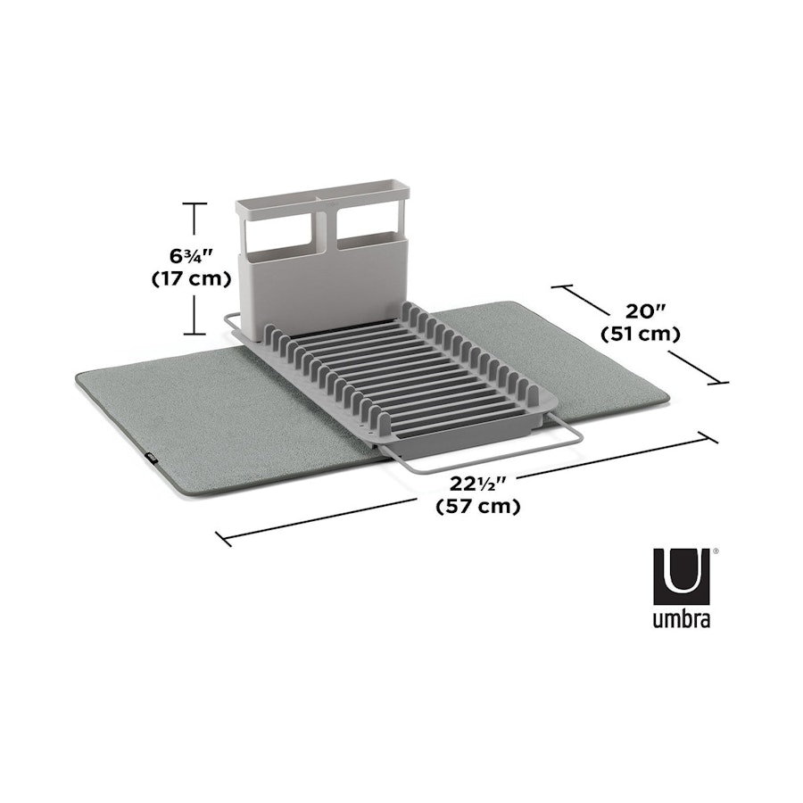 Umbra UDry Over the Sink Dish Rack with Dry Mat Charcoal Charcoal