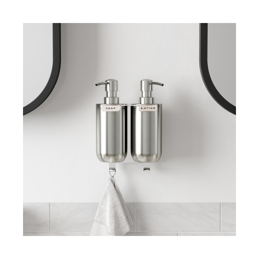 Umbra Junip Wall Mounted Double Soap Pump Stainless Steel Stainless Steel