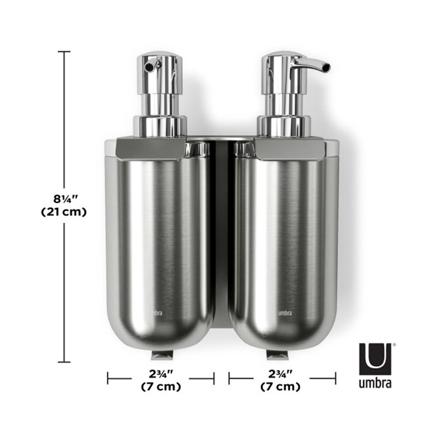 Umbra Junip Wall Mounted Double Soap Pump Stainless Steel Stainless Steel