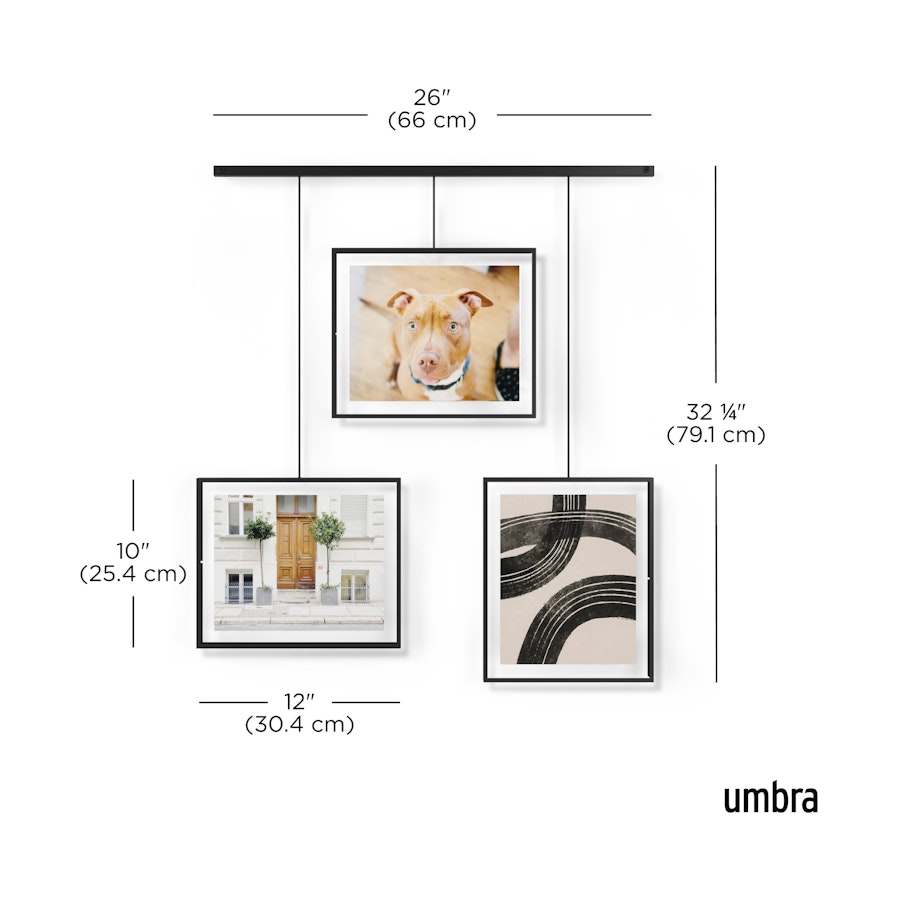 Umbra Exhibit 13 x 18cm Wall Picture Frames (Set of 3) Black Black