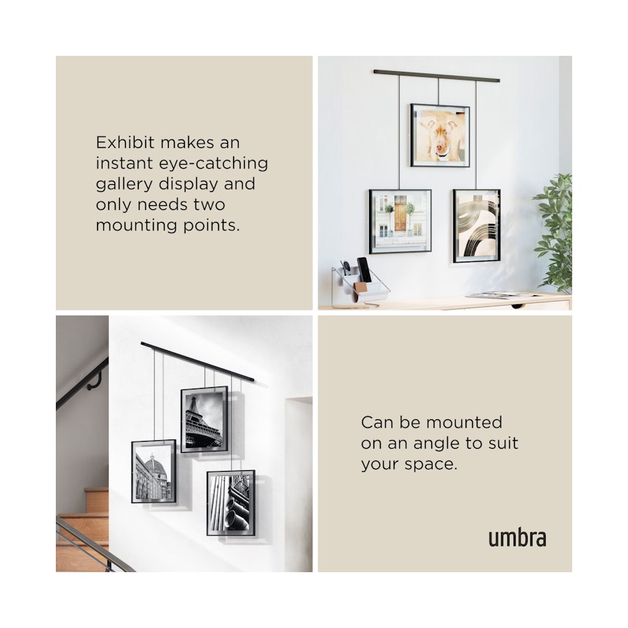 Umbra Exhibit 13 x 18cm Wall Picture Frames (Set of 3) Black Black