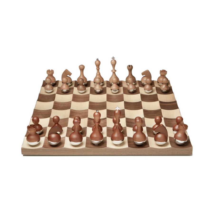 Umbra Wobble Chess Set Walnut Walnut