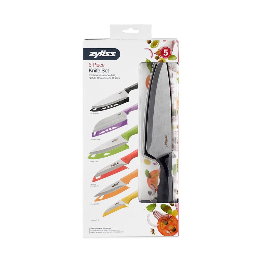 Zyliss Stainless Steel 6 Piece Knife Set Multi Coloured Multi Coloured