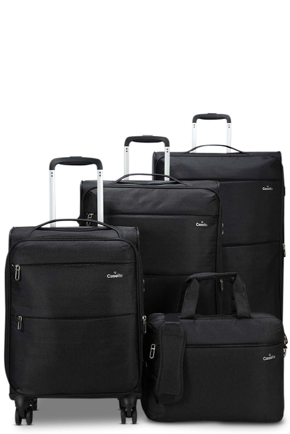Caselite Ultra 4 Piece Softside Luggage Set Black