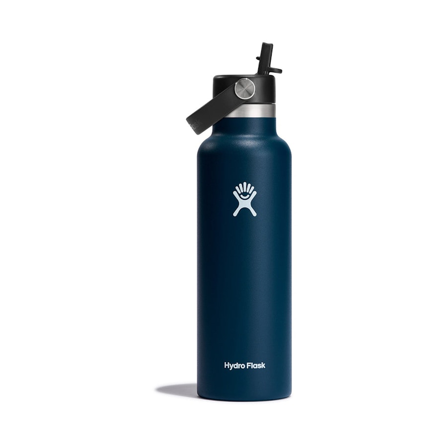 Hydro Flask 21oz (621ml) Standard Mouth Drink Bottle w/ Flex Straw Cap Indigo Indigo