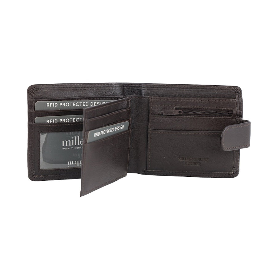 Milleni Alonzo Men's Leather RFID Wallet Brown Brown