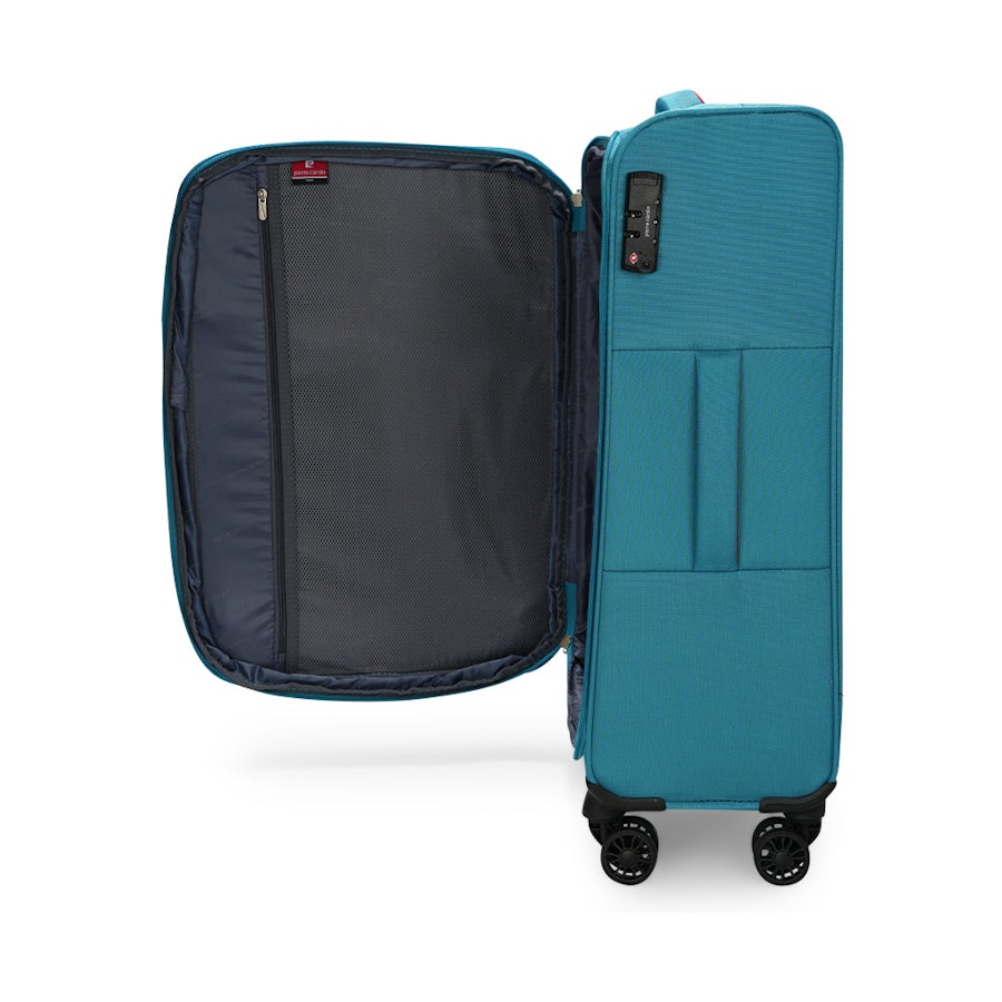 Pierre Cardin Caspienne 68cm Softside Checked Suitcase Turquoise Turquoise