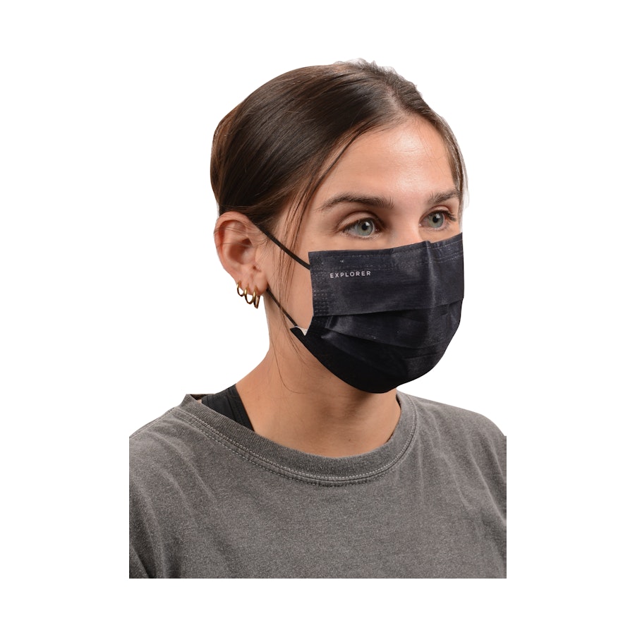 Explorer Disposable Face Mask - 100 Pack Black Black