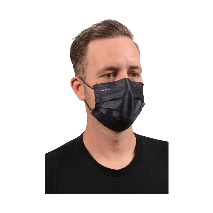 Explorer Disposable Face Mask - 50 Pack Black Black