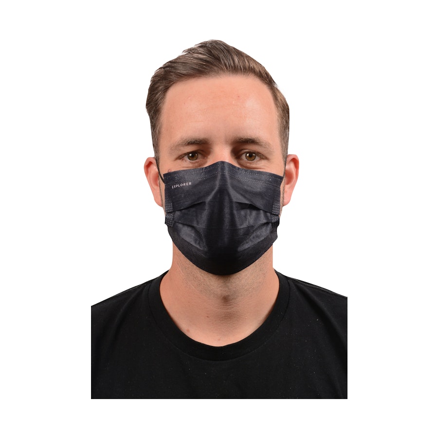 Explorer Disposable Face Mask - 100 Pack Black Black