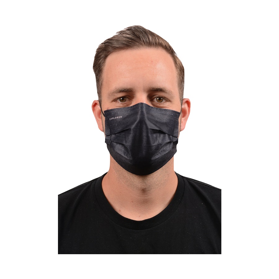 Explorer Disposable Face Mask - 20 Pack Black Black